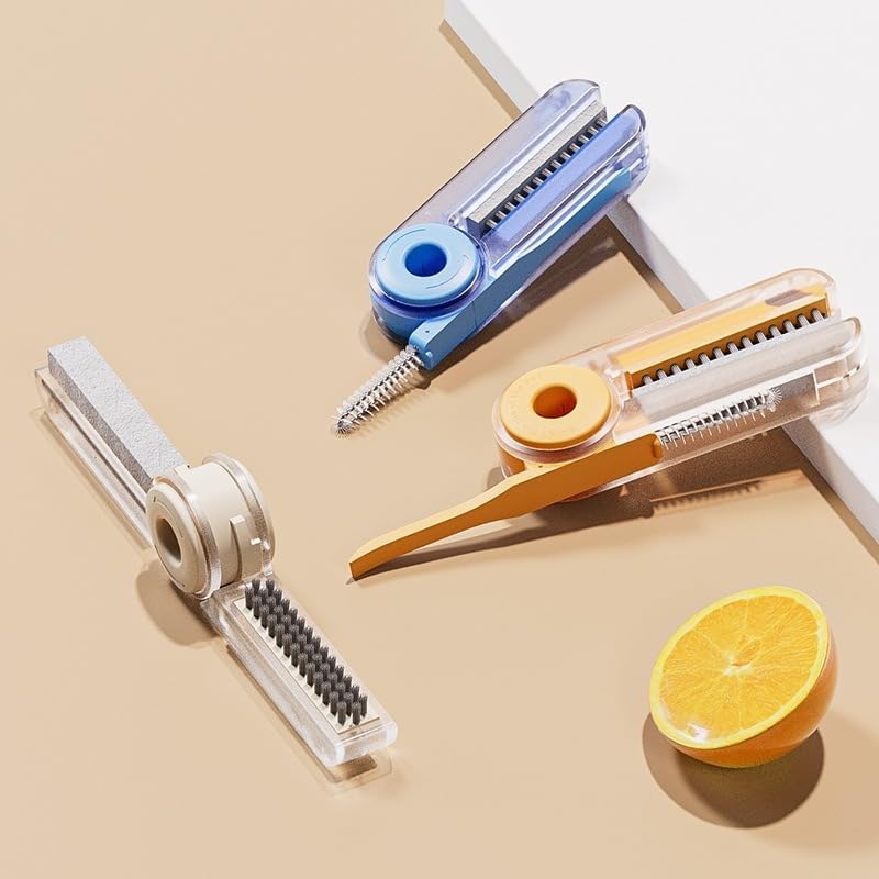 Funnacle 4 in 1 Cup Lid Cleaning Brush Set - No Exposed Wet Parts, Multifunctional Lid Cleaner, Silicone Cup Lid Gap Cleaner, Multipurpose Bottle Gap Cleaner Brush, Orange 1 pcs - Image 5